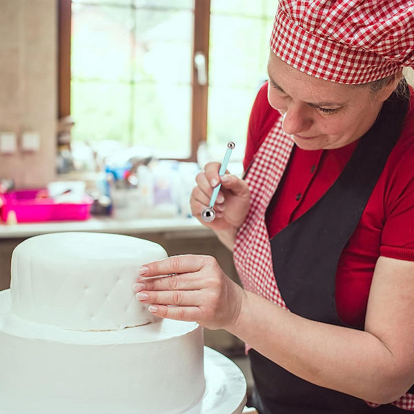 DIY-tårtset, 4 metallkulor Bakning fudge-tårtset Rostfritt stål 8 första pennasockerblommor
