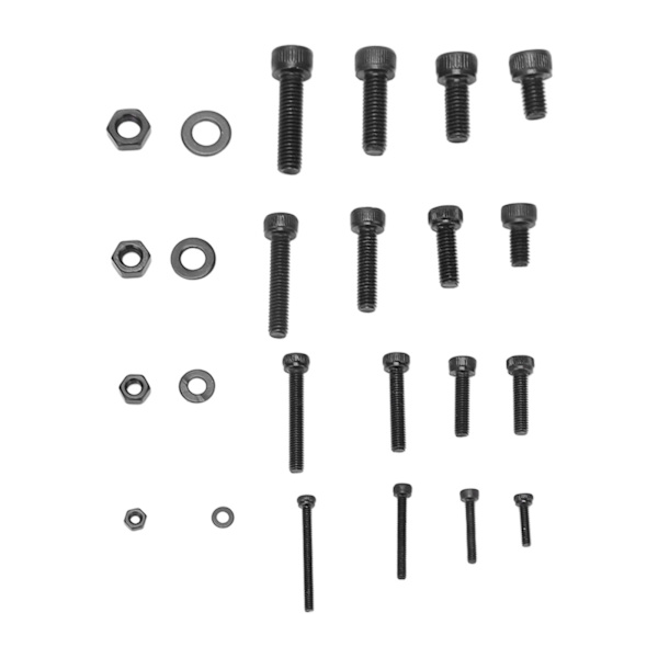 1220-dels Hex-skruv, mutter och bricka-set, sortiment, kapellhuvud, kolstål, M2 M3 M4 M5, svart
