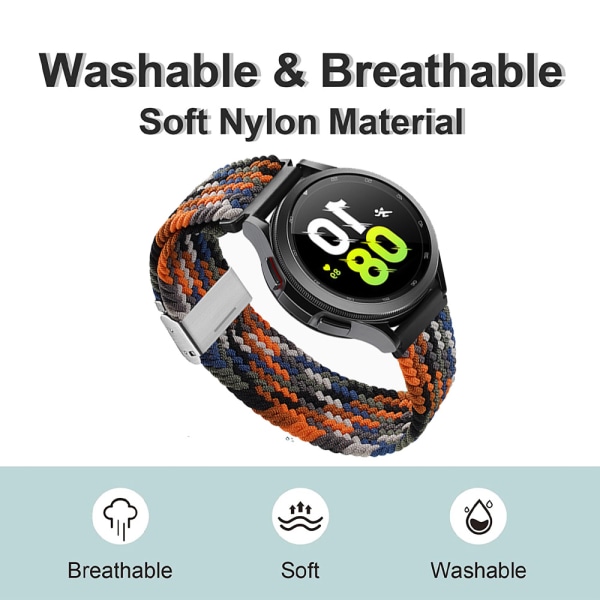 Sport Nylon flettet stropp 21 mm kompatibel med Samsung Watch