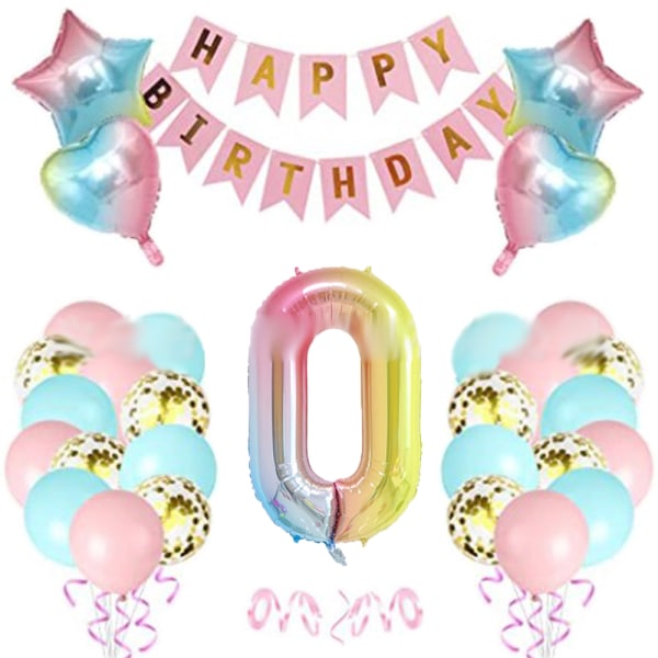 Gradient colourbow Fødselsdagsballoner Dekorationer Pink og Blue