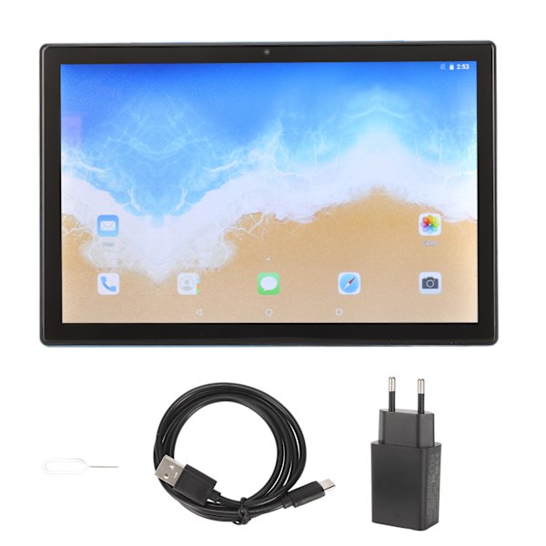 10-tums Tablet Blå 8GB RAM 256GB ROM Octa Core CPU 4G LTE 5G WiFi 2 Kortplatser 7000mAh HD Tablet för Kontor 100‑240V Blå EU-kontakt