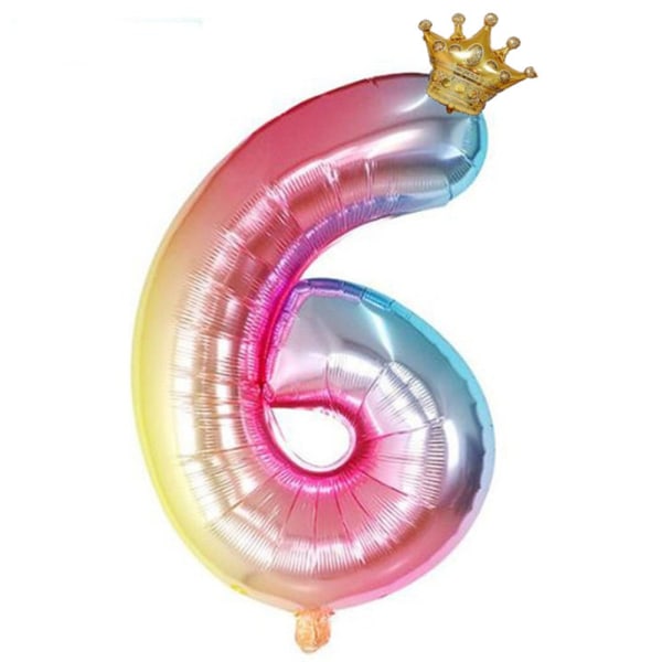 Aluminum Foil 32 Inch Crown Number Balloons Gradient Color Birth