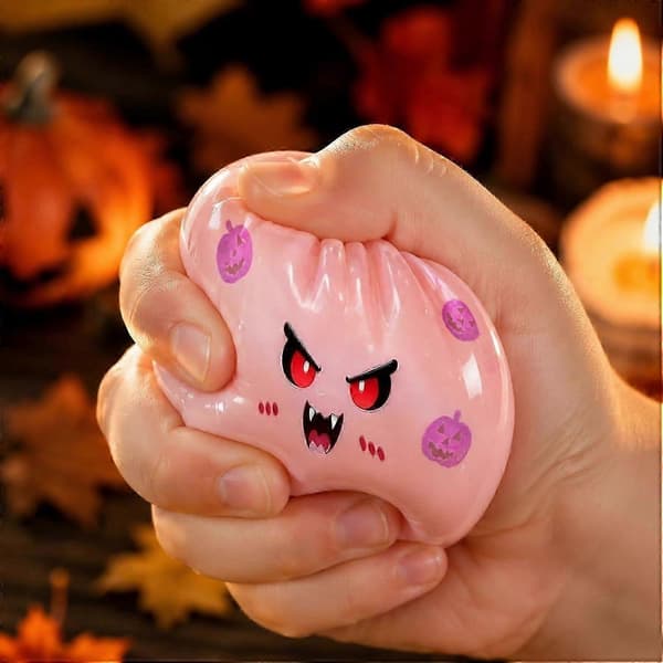 Halloween fidgetleke, myk klembar silikonleke i gresskarform, sensorisk stresslindrende gave til hjem, kontor og fest E