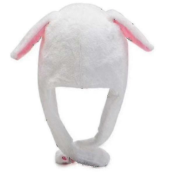Pikachu Hat Rabbit Ears Moving Jumping Hat Funny Rabbit Plush Hat Beanie (FMY) White rabbit