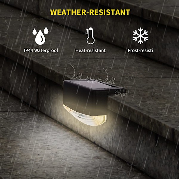 Solar Deck Lights 4 Pack, Step Lights Vattentät 2 LED Solar Fen