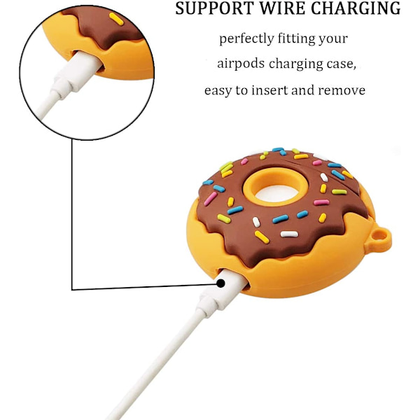 Sopii Airpods 1 ja 2 silikonisuojakoteloihin $ Pehmeä silikoni 3D Cute Airpods 1 ja 2 suojakotelot $ Donut kuulokekotelot sopivat