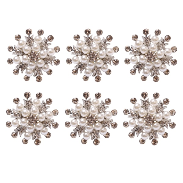 6 stk. Servietringe Sæt af Blomsterperle Rhinestone Servietring