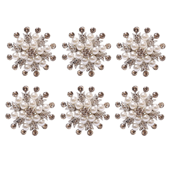 6 stk Serviettringer Sett med Blomsterperle Rhinestone Serviettring