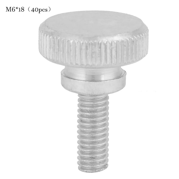 40 stk M6 Sinkforsinket Karbonstål Flat Knurled Head Bolter Tommel Skruer (M6*18)