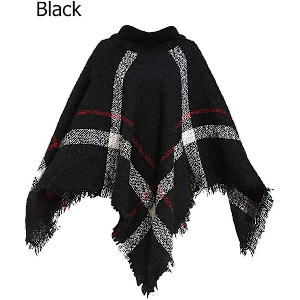 Dameturtleneck Poncho Sweater Strik Kappe Pullover Sjal Wrap Kvaster Høj Krave Batwing Poncho Vinter Kappe