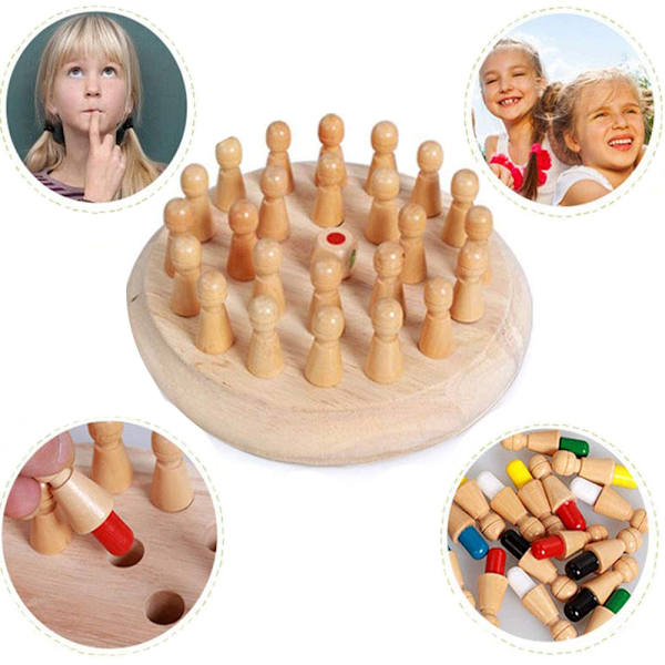 Oulensy Barnespill Tre Memory Match Stick Sjakkspill Morsomt Blokk Brettspill Pedagogisk Farge Kognitiv Evne Leker for Barn