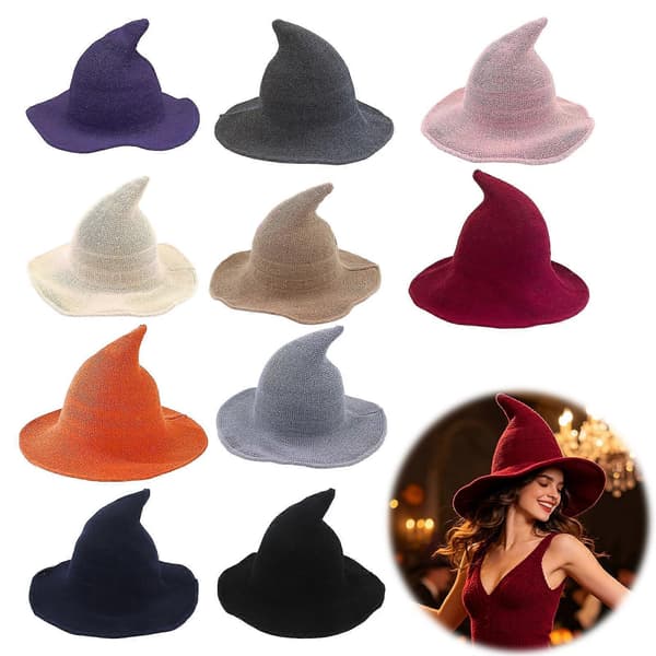 Halloween Heksehat – Spids Bred Skygge Sammenfoldelig til Kvinder Khaki One Size