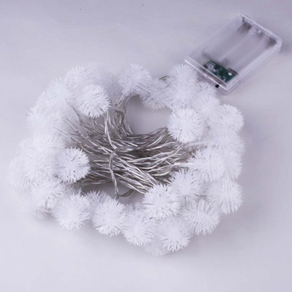 16,5 ft Solenergi 30 LED Furry Snowball String Lights Dandelio White