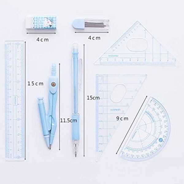 8-pak kompassæt med vinkelmålerlinealer blyant til matematik