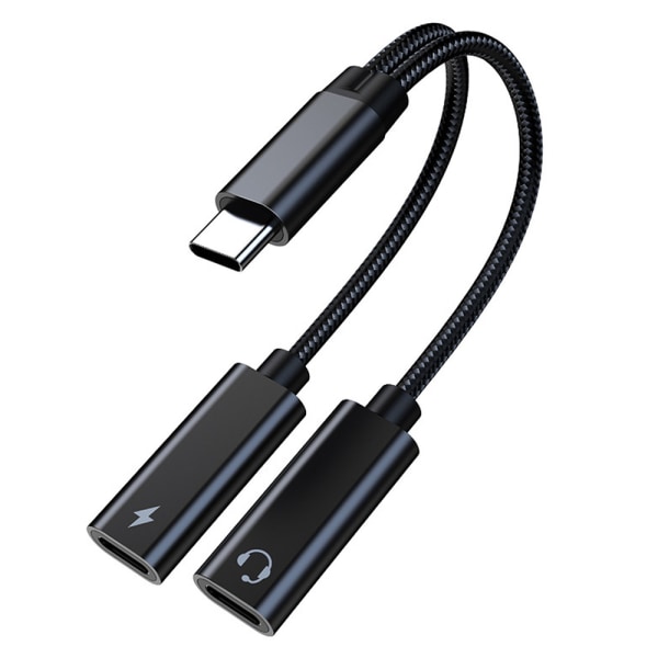 USB C -jakaja, monikäyttöinen, latauskuulokkeet molemmat