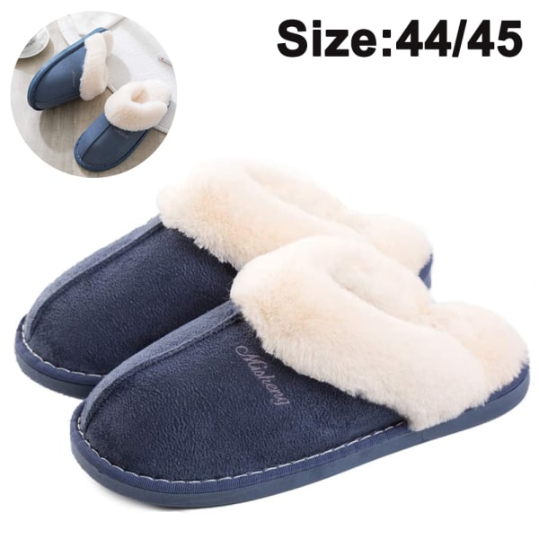 Marineblå Fluffy Soft Warm Slip On House Slippers,Anti-Skid