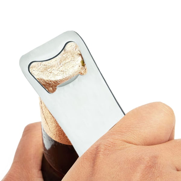 Flat flaskeåpner i rustfritt stål for bartender