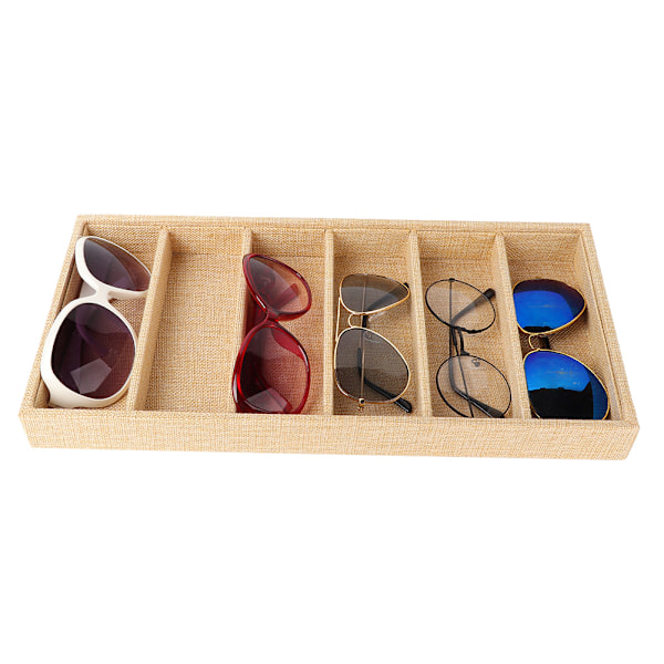6 Gitter Solbriller Display Box Smykker Display Organizer Bakke