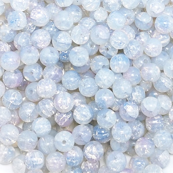 En pakke med farvede glasperler i revnet jade, 8mm i forskellige