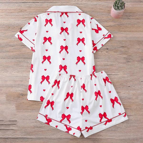 Valentinsdag Pyjamas Kvinder 2-delt Pyjamas Kvinder Søde Matchende Valentine Pjs Shorts Pyjamassæt[TT] M K