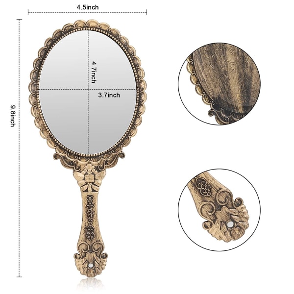 Vintage handhållen spegel, liten söt handhållen dekorativ