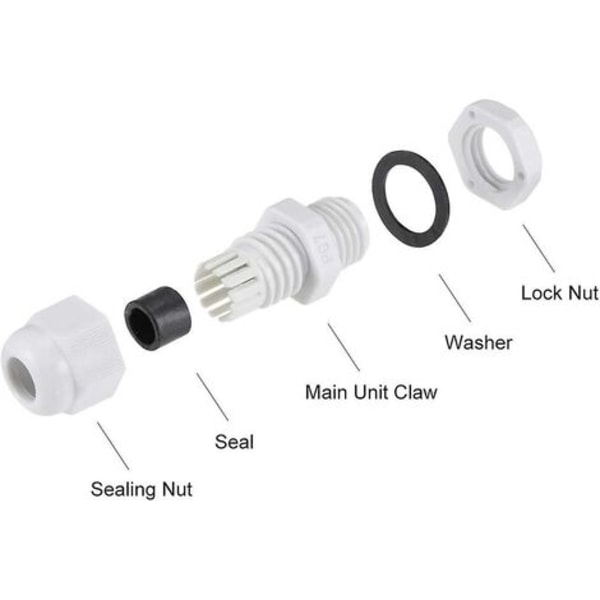 2mm-5mm Pg7 kabelgenomföringar Vattentäta kabelanslutningar Justerbara