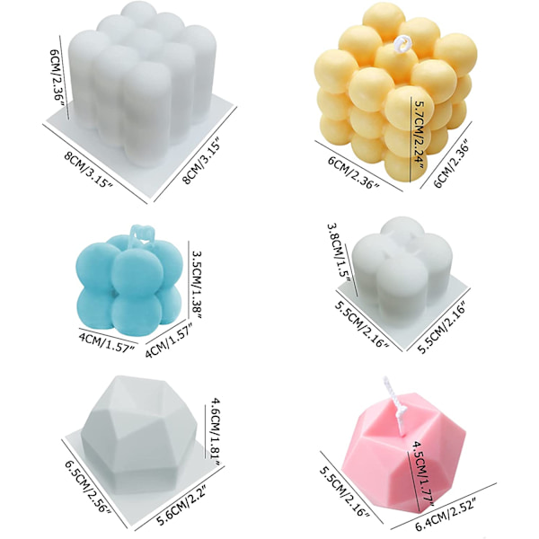 3 stk. silikone stearinlysforme, MaehSab 3D boblekube stearinlys