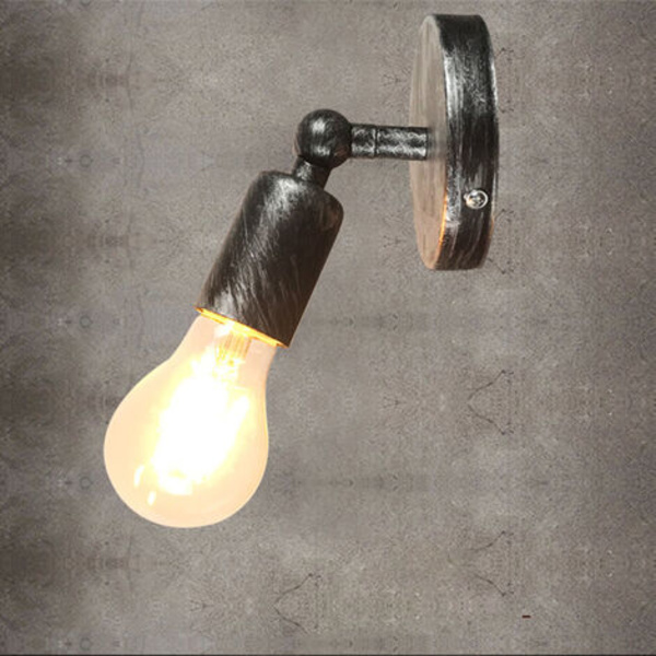 Sett med 2 industrielle vegglamper i jern, retro Edison-lampe