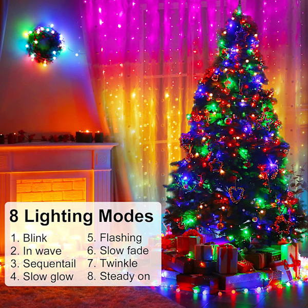 Verhovalot, 3 x 3m LED-verhovalosarja 300 LEDiä, 8 valotilaa
