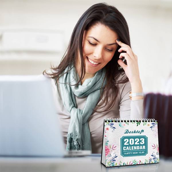 Liten skrivebords kalender 2023, bruk til desember 2023, stående skrivebord
