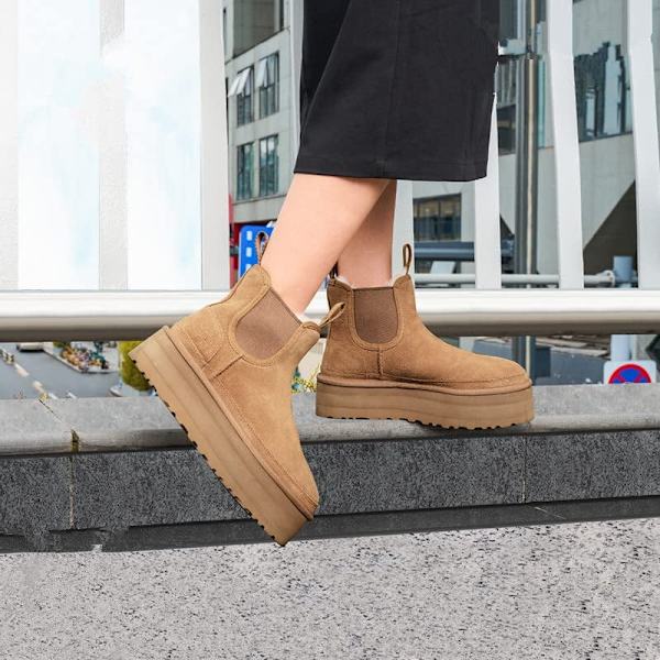 Dames Sorte Brune Vinter Sne Støvler Klassiske Faux Pelsforet Slip On Ankelstøvler-Brun,8