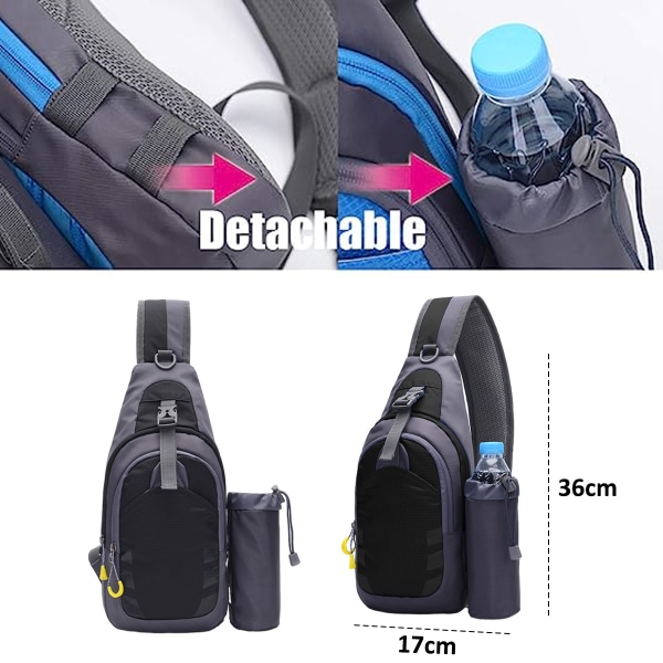 Bryst Crossbody Sling Rygsæk Taske Rejse Cykel Fitness Daglig Rygsæk til Kvinder Mænd, Nylon Casual Skuldertaske, 36*17*4cm