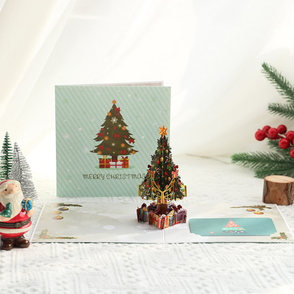 Christmas Tree Pop Up Julkort, 3D Popup Gratulationskort för