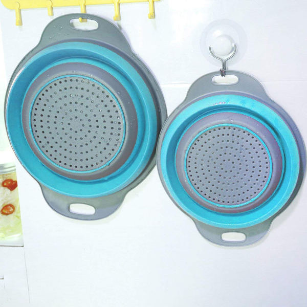 2 kpl kokoontaitettavat set - Sisältää 2 tilaa säästävää taitettavaa siivilä, koot 8" - 2 Quart ja 9,5" - 3 Quart ruokasiivilä keittiöön