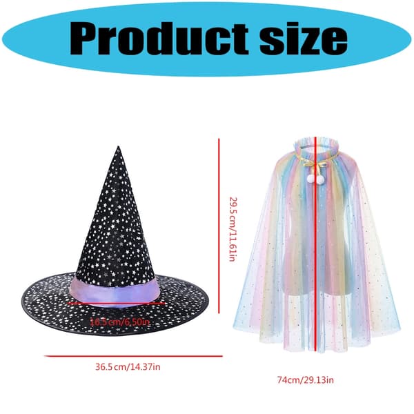 Halloween Wizard Costume Wizard Witch Cloak with Hat for Cosplay Masquerade