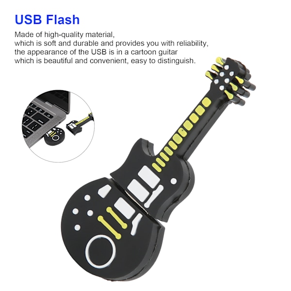 Flash Disk Bærbar Tegneserie Guitarformet USB Thumb Memory Stick til Informationslagring Dataoverførsel Gave(16GB )