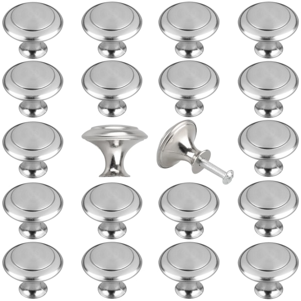 20 st Köksskåpsknoppar, 1,18 tum, silver
