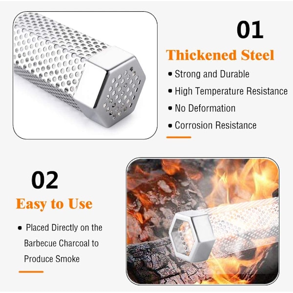 Røykrør for Pellet Grill Ost Røykrør Rustfritt Stål
