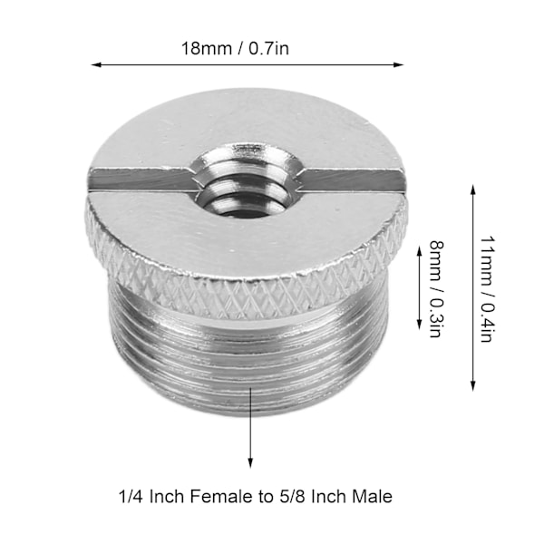 1/4 hunn til 5/8 hann skrue adapter overflate anodisering behandling Durbale Mic tråd adapterSilver F14A