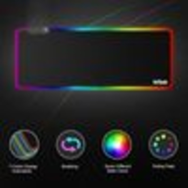 RGB Gaming Hiirimatto XXL LED-hiirimatto Suuri 800 x 300 x 4 mm 10 valaistustilaa Hiirimatto Valaistus Näppäimistöalusta Ylimääräinen USB tulo hiirelle, näppäimistölle tai