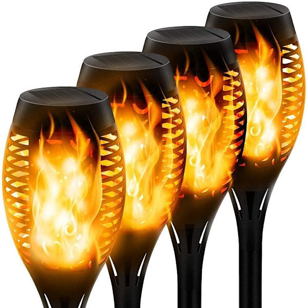 kefflum 4x Solar Flammenlicht Solar Gartenleuchten 96 Led
