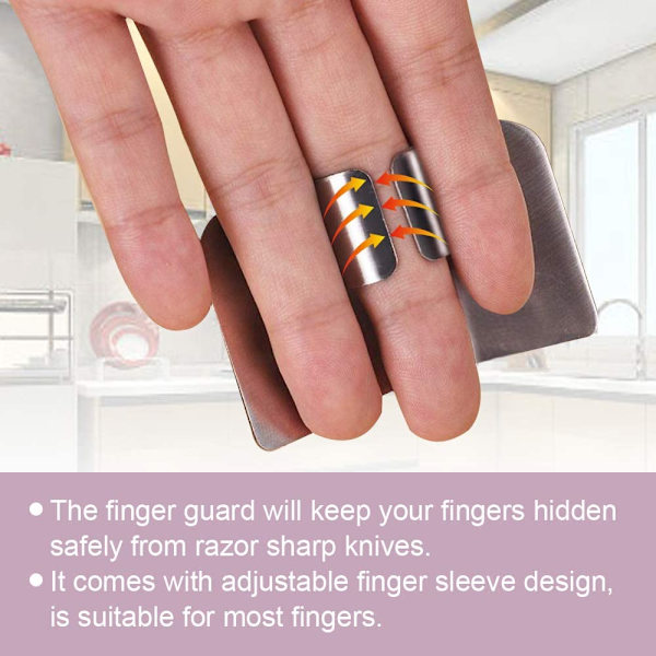 Rustfritt stål fingerbeskyttelse, kjøkkenfingerbeskytter, 4 stk