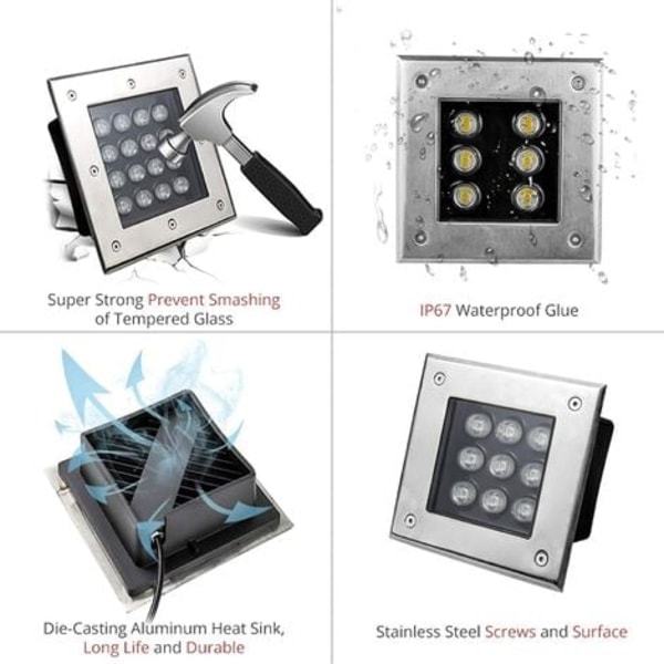 Utomhus kvadratisk LED infälld spotlight utomhus markbelysning IP67