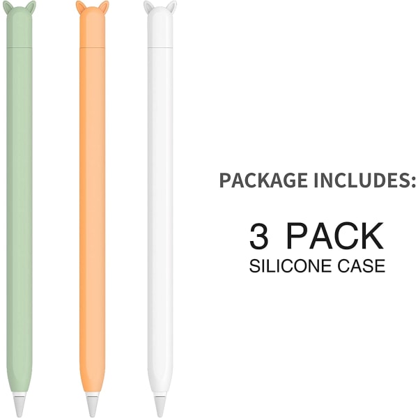3-pack søtt etuideksel til Apple Pencil 2nd 2nd White, Orange,Green 2nd Generation