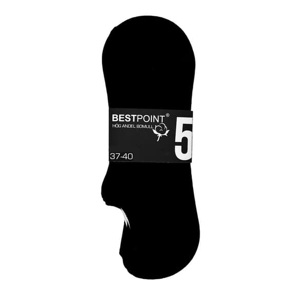 Ankelstrømper Bomuld - Sort - 5-pak - Str. 37-40 Vit white