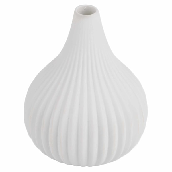 Handgjord Hantverksvas, Stengods Bulbformad Design Med Matt Vit Finish, Texturerad Yta Och Skandinavisk Minimalism