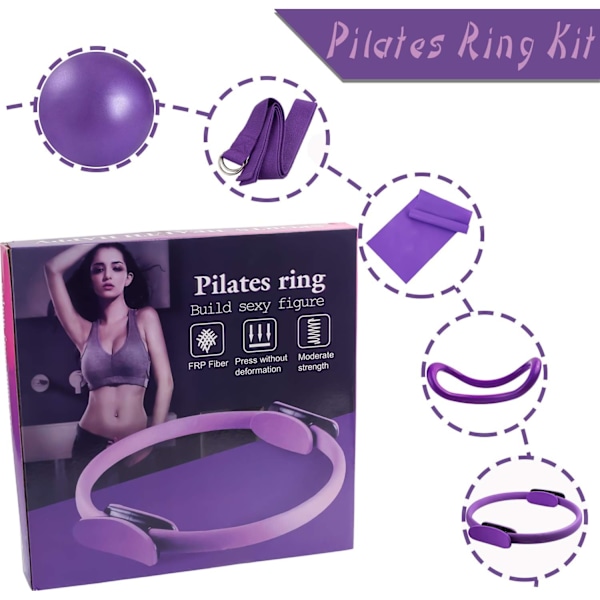 5 stk Pilates Ring Set 14\" Yoga Fitness Magic Circle Pilates Utstyr for Hjemmetrening Fitness Kit