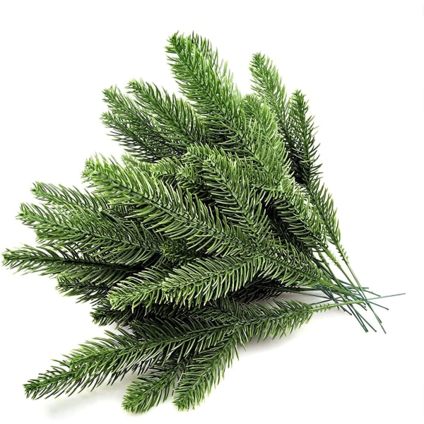 30pcs 10.24x3.94 Inches Artificial Pine Branches Green Leaves Ne