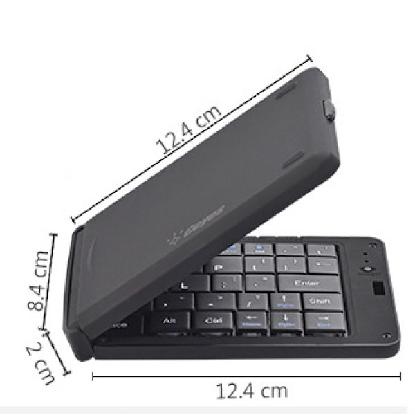 Samsers foldbart Bluetooth-tastatur - bærbart trådløst tastatur med stativholder, genopladeligt ultratyndt foldbart tastatur, kompatibelt med IOS