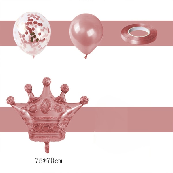 Bursdagsdekorasjoner - tallballong i rosa gull og kroneballong,